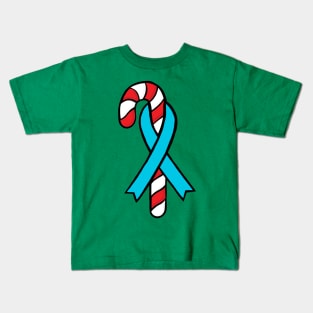 Candy cane awareness ribbon (light blue) Kids T-Shirt